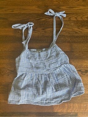 Old navy blue and white baby doll style checkered tank top